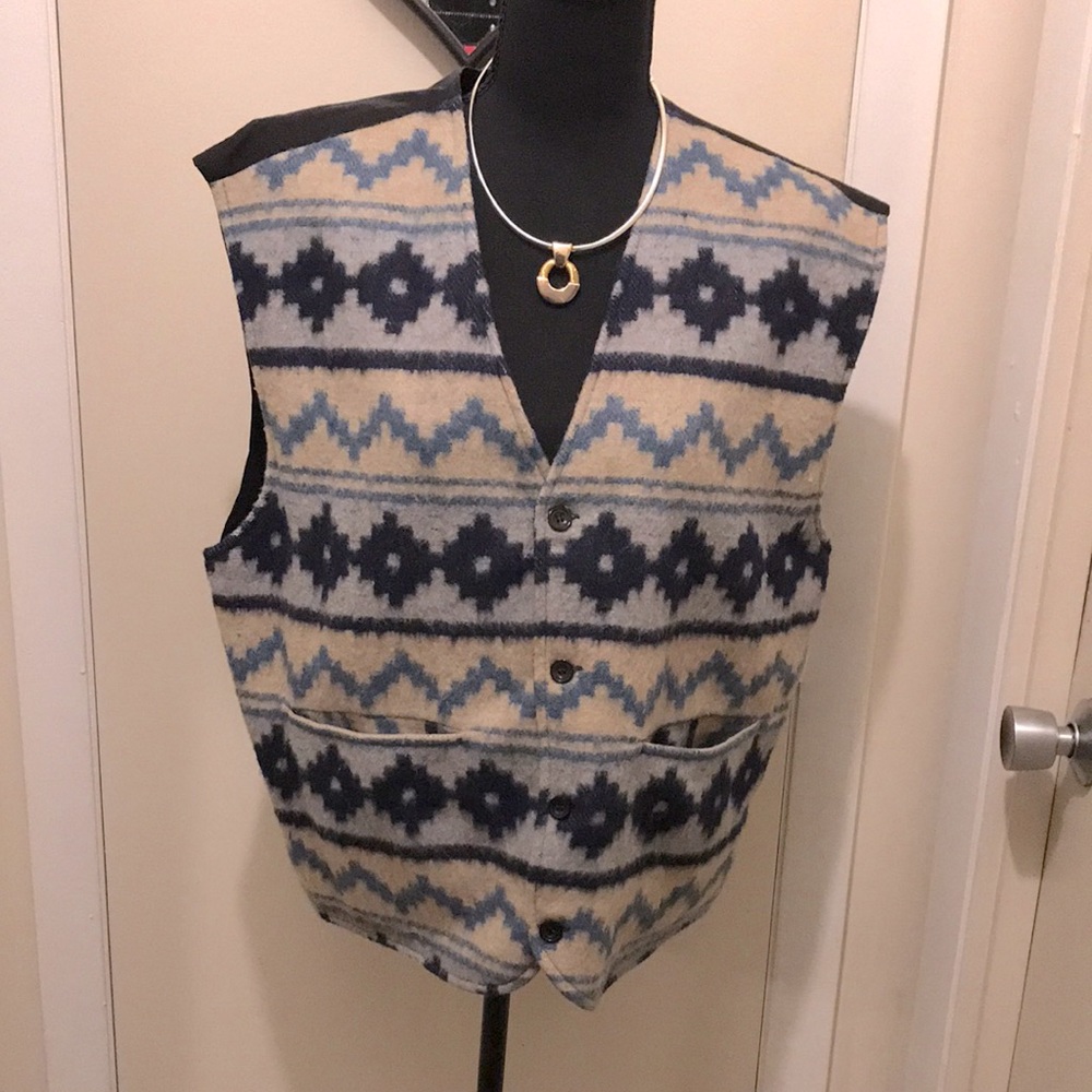 D) Ladies Winter Bohemian Wool and Cotton Vest by Red-n-Pink. Color Blue